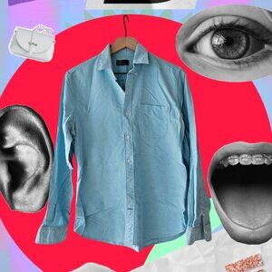 Men's Light Blue Button-Down Shirt by GAP - Size M